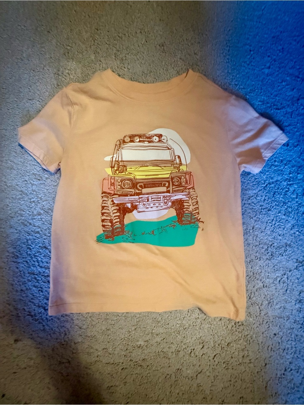 Cat & Jack Peach Short Sleeve Tee with Off-Road Truck Graphic